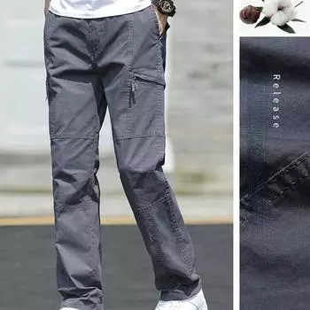 Модные однотонные дизайнерские прямые брюки с карманами на молнии, мужские повседневные свободные спортивные штаны с завязками, брюки-карго, мужская уличная одежда M армия зеленый/серый