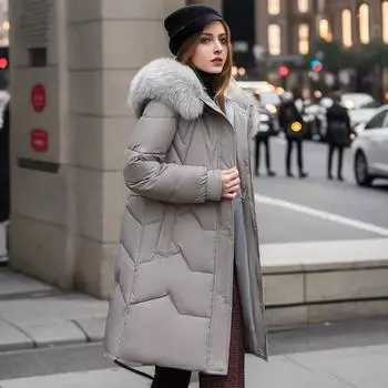 Модные однотонные длинные парки с капюшоном и шнурком, свободные повседневные зимние куртки, женские пуховые хлопковые куртки с меховым воротником и капюшоном M