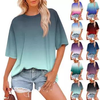 Модные однотонные футболки для женщин, летние топы с короткими рукавами, свободные блузки с круглым вырезом, топы XXL