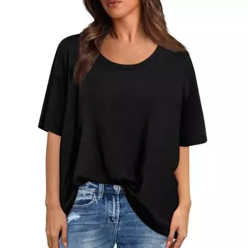 Модные однотонные футболки для женщин, летние топы с короткими рукавами, свободные блузки с круглым вырезом, топы S коричневый