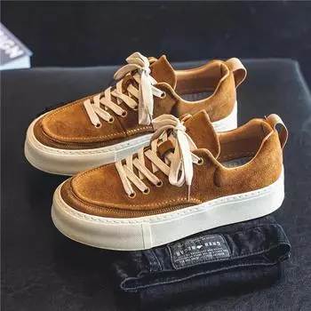 Модные однотонные износостойкие кроссовки 2024 года, весенняя популярная мужская повседневная обувь с толстой подошвой, удобная нескользящая мужская обувь 39 бежевый