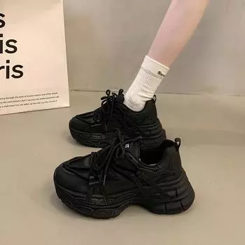 Модные однотонные износостойкие кроссовки для женщин 2024 года, высококачественные женские туфли на толстой подошве со шнуровкой Zapatillas Mujer 35 красный