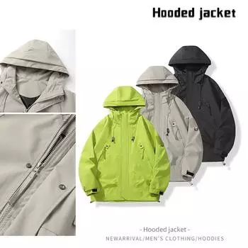 Модные однотонные куртки Простая универсальная куртка с имитацией ветра и дождя XXXL чёрный