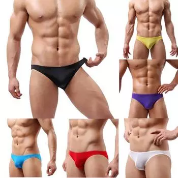 Модные однотонные сексуальные мужские трусы с низкой талией, дышащее нижнее белье, трусы L