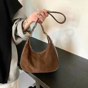 Модные однотонные женские сумки через плечо из искусственной кожи в форме полумесяца, высококачественные легкие новинки в британском стиле в стиле ретро чёрный