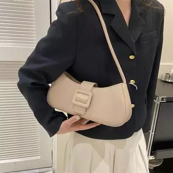 Модные однотонные женские сумки на плечо из искусственной кожи, квадратные сумки для подмышек, женские сумки для повседневного использования и подарков 29 x 13 x 6cm чёрный