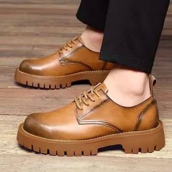 Модные офисные мужские деловые туфли повседневные кожаные туфли дерби на плоской подошве дизайнерские мокасины для улицы противоскользящие туфли для вождения и ходьбы 38 чёрный