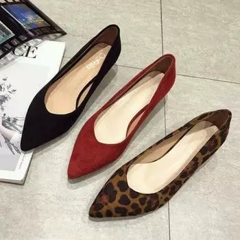 Модные офисные туфли для женщин, туфли-лодочки с острым носком, элегантные женские туфли на низком каблуке 3 см, черные, красные, с леопардовым принтом, одинарные туфли D073 4.5 чёрный