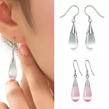 Модные опаловые серьги-крючки с каплями воды, серьги с цветочными листьями, ювелирные изделия для женщин, подарок белый