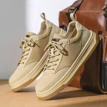 Модные оригинальные мужские повседневные плоские дизайнерские кроссовки с круглым носком из натуральной кожи мужские вулканизированные туфли износостойкие для ходьбы 2024 38 чёрный