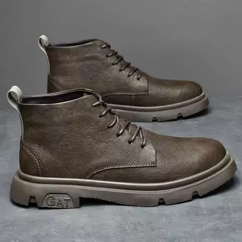 Модные осенне-зимние ботинки из натуральной кожи для мужчин, удобные высокие ботинки на каждый день, универсальная обувь для мужчин, новая модная мужская обувь для мотокросса 38