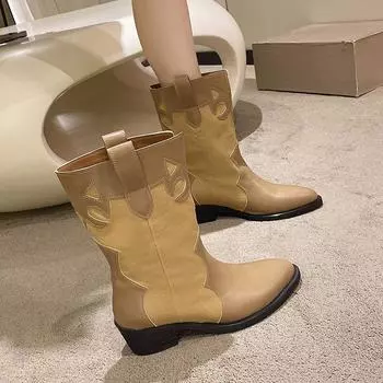 Модные осенне-зимние износостойкие ботинки для женщин 2024 года, новые уличные ботинки большого размера с острым носком, модные теплые короткие женские хлопковые ботинки 35 чёрный