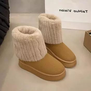 Модные осенне-зимние модные бархатные нескользящие теплые зимние сапоги для женщин, дизайнерские мягкие повседневные хлопковые туфли на платформе с увеличенным каблуком для женщин 36