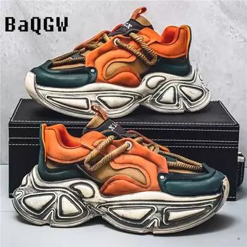 Модные осенне-зимние модные мужские повседневные кроссовки кроссовки ретро шнуровка смешанные цвета уличные спортивные удобные туфли на платформе 39