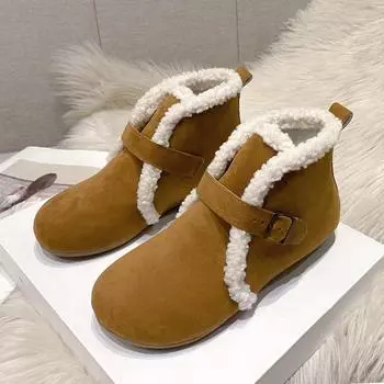 Модные осенне-зимние модные повседневные теплые хлопковые туфли женские новые дизайнерские ботильоны с пряжкой на ремне женские однотонные роскошные туфли женские 35 чёрный