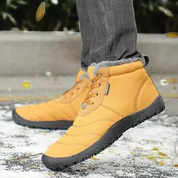 Модные осенне-зимние мужские теплые хлопковые ботинки с гусиным пухом, хлопковые ботинки для снега, толстые теплые ботинки 38 чёрный