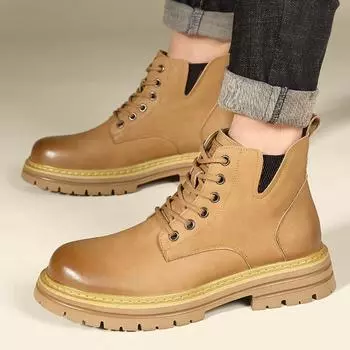 Модные осенне-зимние ретро рабочие ботинки для мужчин из коровьей кожи теплые дизайнерские роскошные туфли мужские модные повседневные ботинки на платформе мужские 38 коричневый