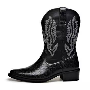 Модные осенне-зимние ретро-сапоги рыцаря для мужчин, модные повседневные кожаные дизайнерские роскошные туфли для мужчин, большие размеры, однотонные мужские ботинки челси 38 чёрный