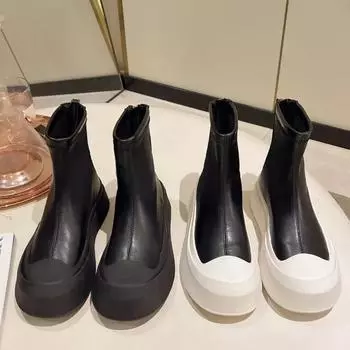Модные осенне-зимние сапоги из искусственной кожи на платформе для женщин, дизайнерские женские туфли с мягкой подошвой, модные ботильоны для женщин 35