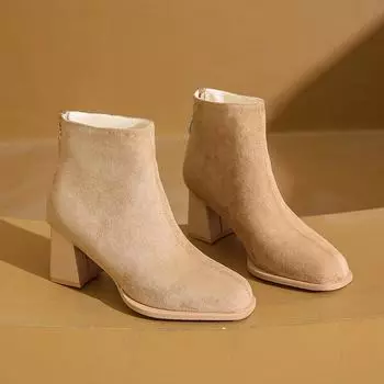Модные осенне-зимние женские ботильоны из флока, модные женские туфли с мягкой подошвой, дизайнерские повседневные корейские ботинки «Челси» для женщин 35