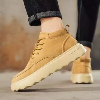 Модные осенние и зимние высокие мужские туфли Модные и универсальные стили дизайна Для отдыха на свежем воздухе Для ходьбы, упражнений Теплая Молодежная обувь 39 коричневый