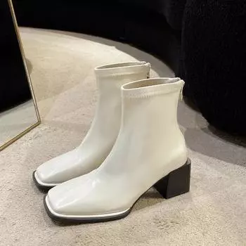 Модные осенние кожаные ботинки челси на толстом каблуке для женщин Модные мягкие подошвы, увеличивающие рост, женские ботильоны Дизайнерская повседневная обувь для женщин 35