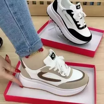 модные осенние кроссовки для бега женские повседневные туфли на толстой подошве модные кроссовки на платформе женские дизайнерские туфли плоские кроссовки для ходьбы для женщин 36 чёрный