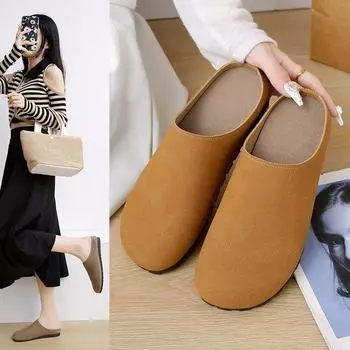 Модные осенние модные женские тапочки Baotou, повседневная обувь без застежек для женщин, полутапочки, уличные плоские дышащие тапочки, женская обувь 35 хаки