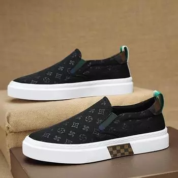 Модные осенние мужские повседневные кроссовки, лоферы на плоской подошве, спортивная обувь, дышащие кроссовки для бега, теннисные туфли, мужская мягкая удобная обувь для отдыха на открытом воздухе 39 чёрный