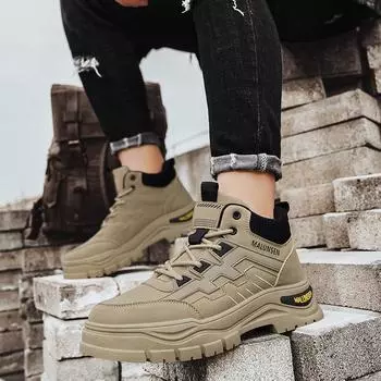 Модные осенние новые мужские мотоциклетные ботинки с толстой подошвой для спорта на открытом воздухе износостойкие альпинистские рабочие ботинки для отдыха обувь 39 серый