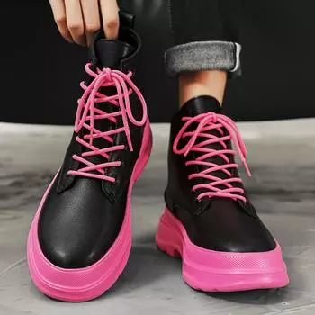 Модные осенние унисекс женские повседневные кроссовки на платформе ботильоны высокие кроссовки с толстой подошвой для любителей уличной обуви спортивная обувь кроссовки 36 розовый