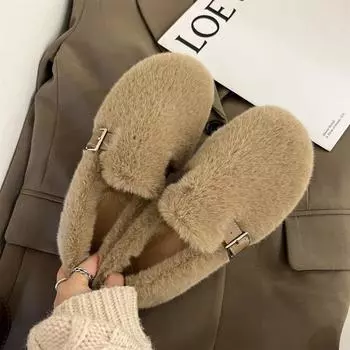 Модные осенние женские туфли на плоской подошве, новые теплые повседневные туфли на меховой подошве для женщин, мокасины, новые модные легкие женские туфли для ходьбы 35 бежевый