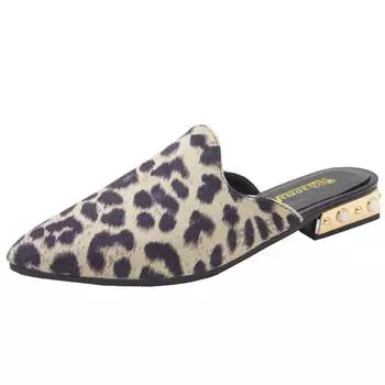 Модные остроносые леопардовые тапочки для женщин, летние новые дизайнерские мюли на толстом каблуке, женские модные повседневные тапочки для женщин 35