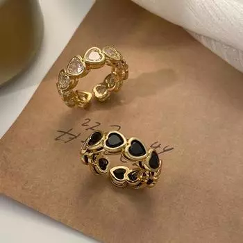 Модные открывающиеся кольца для женщин, винтажные, ручной работы, черные, в форме сердца, на день рождения, ювелирные изделия в подарок