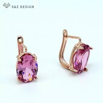 Модные овальные серьги-капли в форме яйца с кубическим цирконием для женщин, модные вечерние ювелирные изделия, серьги цвета розового золота