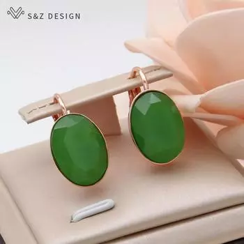 Модные овальные винтажные серьги-подвески из искусственного нефрита в форме яйца для женщин, свадебные украшения цвета розового золота