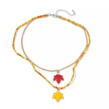 Модные ожерелья-чокеры с кленовым листом для женщин, украшенные кристаллами и выполненные в богемном осеннем стиле, стильные наряды