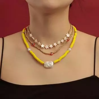 Модные ожерелья для женщин. Ювелирные изделия жёлтый