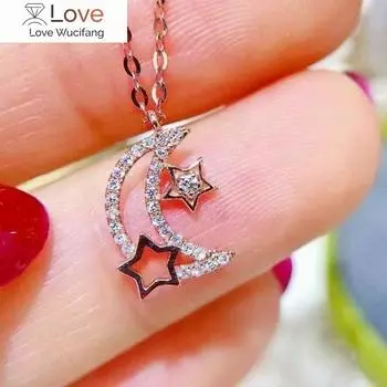 Модные ожерелья для женщин, подвески в виде звезд и луны, ювелирные изделия с блестящими цирконами, аксессуары для милых девушек, эффектный подарок 45cm