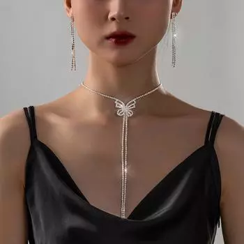 Модные ожерелья, набор женских украшений серебряный