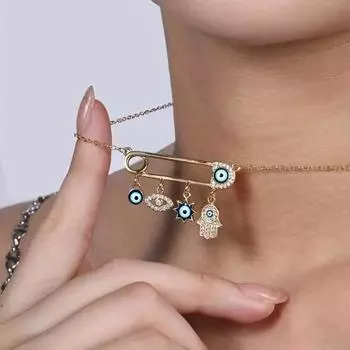 Модные ожерелья с цирконием от сглаза для женщин, ожерелье с кулоном «Турецкий глаз», цепочка на ключицу для девочек, колье, ювелирные изделия для вечеринки, подарок золотой