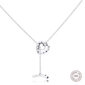 Модные ожерелья с подвеской из стерлингового серебра 925 пробы с яркими сердечками для женщин, ожерелье-цепочка, колье, ювелирные изделия 925
