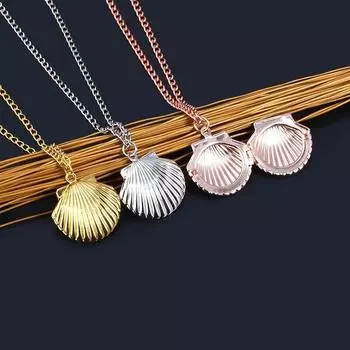 Модные ожерелья в виде ракушек русалки, подвески, креативный медальон с фото, колье в виде морской ракушки, женское сувенирное ювелирное изделие, безделушки