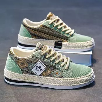 Модные парусиновые кроссовки, дышащие эспадрильи, новая повседневная обувь, мужские удобные прогулочные кроссовки на вулканизированной платформе, мужские 39 зелёный