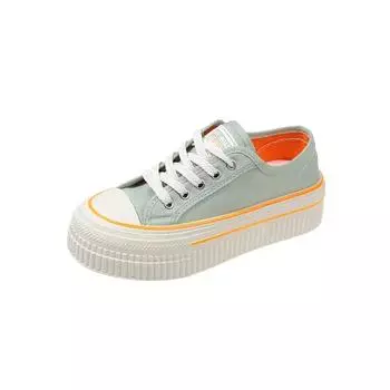 Модные парусиновые туфли для отдыха для женщин 2024 года, весна/лето/осень, новые универсальные дышащие мятно-зеленые спортивные туфли на толстой подошве 35 светло-зеленый