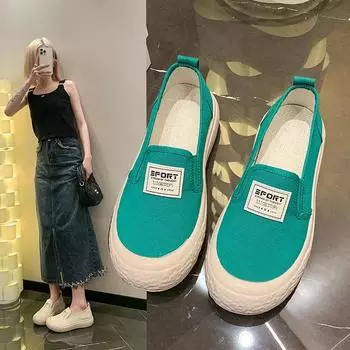 Модные парусиновые туфли для женщин с низким вырезом Популярные туфли для досок из ПВХ с круглым носком Модные повседневные туфли для женщин 35 чёрный