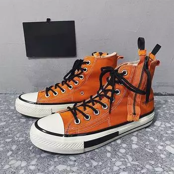 Модные парусиновые туфли с высоким берцем Мужские хип-хоп модные повседневные кроссовки для бега 39 чёрный