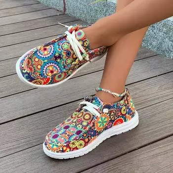 Модные парусиновые туфли женские слипоны модные парусиновые кроссовки с принтом низкие повседневные нескользящие легкие женские удобные туфли на плоской подошве 36