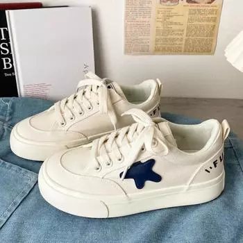 Модные парусиновые туфли женские туфли однотонные повседневные туфли 35 белый