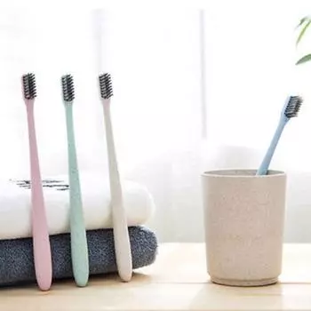 Модные пары из пшеничной соломы, чистящие зубные щетки для полости рта, гигиена, отбеливание 3pcs